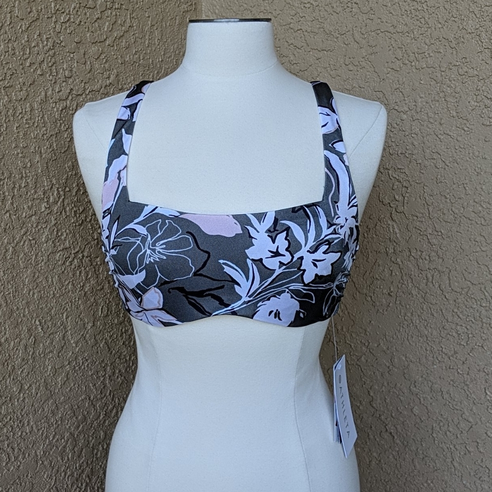 Athleta NWT underwire bra size bikini top floral